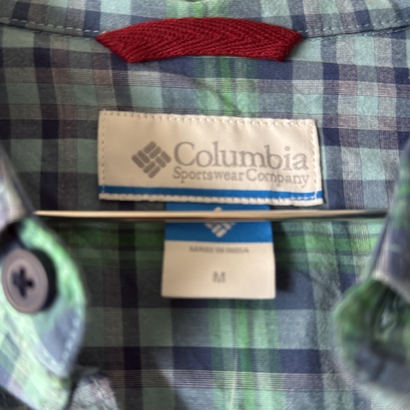NWT - Columbia Men's Casual Blue and Green Plaid Shirt - Picture 3 of 13